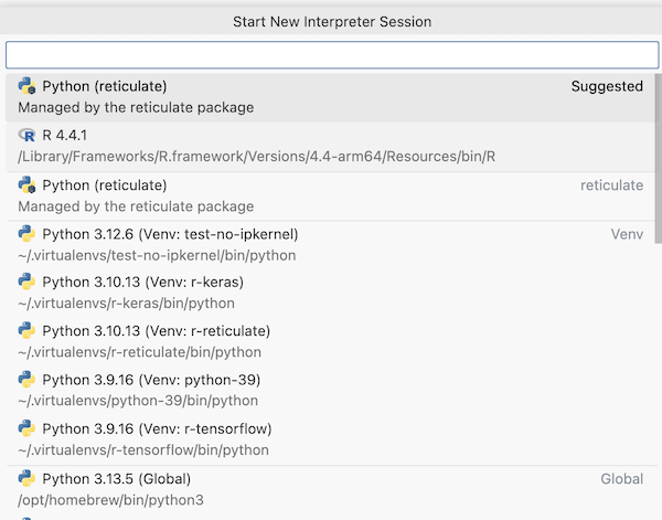 New interpreter session list